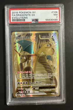 2016 Pokemon XY Evolutions #106/108 Full Art EX DRAGONITE PSA 7 Near Mint - Image 1