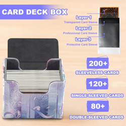 Premium PU Leather Card Deck Box for YGO and MTG - 100+ Card Storage Case (Labyr - Image 4