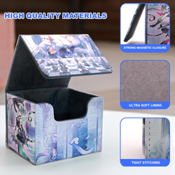 Premium PU Leather Card Deck Box for YGO and MTG - 100+ Card Storage Case (Labyr - Image 5