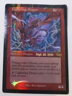 MTG Lightning Dragon Urza's Saga Reward Foil Promo Rare Moderately Played - Image 1