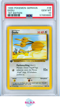 DODU POKEMON 48 1999 BASE SET 1ST EDITION GEM MT DEU PSA 10 - Image 1