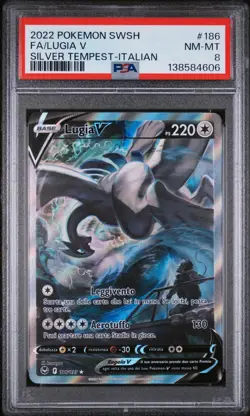 Pokemon PSA 8 Lugia V #186 Full Art Tempesta Argentata 2022 Italiano - Image 2