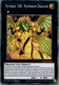 Yugioh Number 100: Numeron Dragon BLCR-EN084 1st Edition Secret Rare NM - Image 1