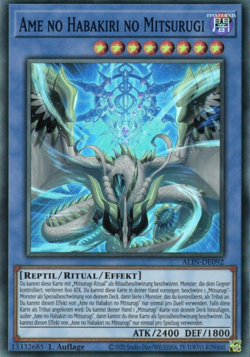yugioh 1x Ame no Habakiri no Mitsurugi ALIN-DE092 Super Rare 1Auflage Deutsch - Image 1