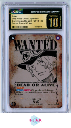 SABO WANTED CARRYING ON HIS WILL OP13 SP VER. OP13-120 ONE PIECE CGC PRISTINE 10 - Image 1
