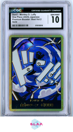 DON!! MONKEY D. LUFFY PREM BOOSTER: THE BEST VOL.2 PRB-02 GOLD ONE PIECE CGC 10 - Image 1