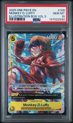 One Piece Illustration Box Vol. 3 Promo Monkey.D.Luffy OP07-109 PSA 10 - Image 1