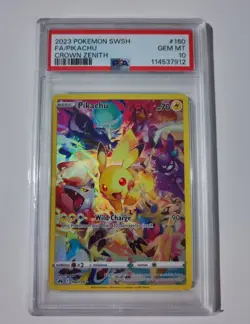Pikachu Crown Zenith Holo Full Art Secret Rare Card PSA 10 160/159 - Image 1