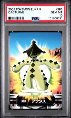PSA 10 2026 CERT POP 1 CACTURNE 2005 CARDDASS POKEMON ZUKAN CARD #383 - Image 1