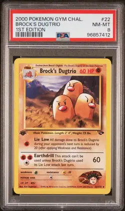 2000 POKEMON GYM CHALLENGE 22 BROCK'S DUGTRIO PSA 8 NM MINT 1ST EDITION - Image 1