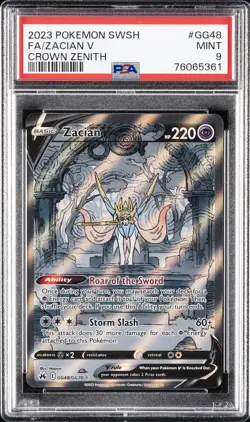 2023 POKEMON SWORD & SHIELD CROWN ZENITH #GG48 FULL ART/ZACIAN V PSA 9 - Image 1