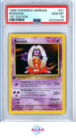ROSSANA POKEMON 31 1999 BASE SET 1ST EDITION GEM MT DEU PSA 10 - Image 1