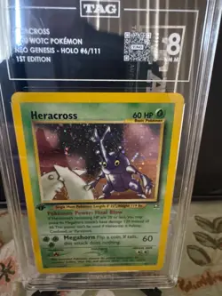 Pokemon Heracross Neo Genesis 1st Edition Holo Rare #6 TAG 8 - Image 1