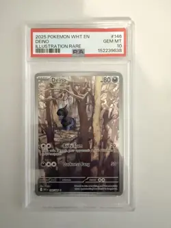 Pokemon Deino 146/086 Sv: White Flare Illustration Rare Holo PSA 10 2025 - Image 1
