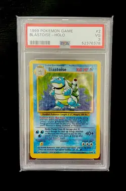 Pokemon TCG Blastoise Holo Rare Base Set 2/102 PSA 3 WOTC 💦 - Image 1