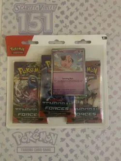 Pokemon TCG: Temporal Forces 3 Pack Blister - Cleffa - Scarlet And Violet - Image 1