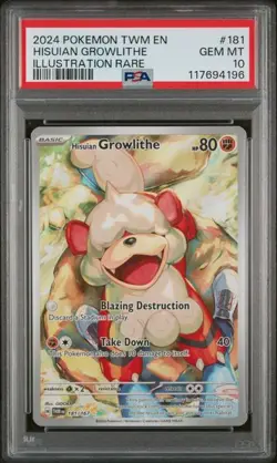 2024 Hisuian Growlithe 181/167 Twilight Illustration Rare PSA 10 Pokemon - Image 1