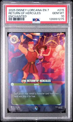 DISNEY LORCANA-ARCHAZIA'S ISLAND 215 THE RETURN OF HERCULES ENCHANTED - PSA 10 - Image 1