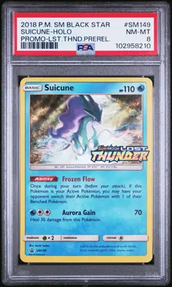 Suicune SM149 Prerelease Holo Promo - Pokemon Sun & Moon Lost Thunder PSA8 - Image 1