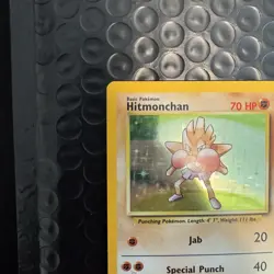 Pokemon Hitmonchan 7/102 Base Set Holo Rare Card 1999 English 70 HP - Image 2