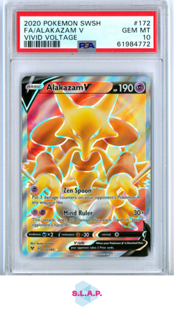 FA/ALAKAZAM V VIVID VOLTAGE POKEMON SWORD & SHIELD VIVID VOLTAGE 2020 172 PSA 10 - Image 1