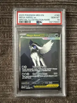 2025 Pokemon Mega Evolution #180/132 Mega Absol Ex Spec Illustration Rare PSA 10 - Image 1