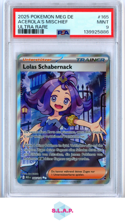 LOLAS SCHABERNACK POKEMON 165/132 2025 MEGA ENTWICKLUNG ULTRA RARE DEUTSCH PSA 9 - Image 1