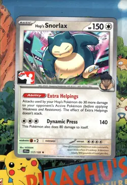 Pokemon TCG Hop’s Snorlax 117/159 Play Stamp Prize Pack Series 8 Non Holo NM/M - Image 1