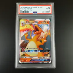 PSA 9 Charizard GX 9/68 Pokemon Hidden Fates Full Art Holo Card - Image 1