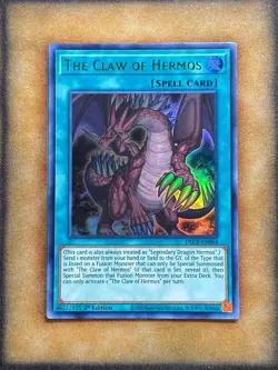 Yugioh The Claw of Hermos DLCS-EN064 Ultra Rare 1st Ed GREEN LP - Image 1