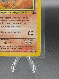 Moltres 12/62 Fossil Holo HP Pokemon Card - Image 4