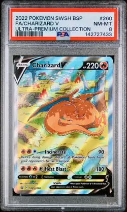 POKEMON PSA 8 CHARIZARD V FULL ART SWSH260 PROMO ULTRA PREMIUM COLLECTION ENGL - Image 1