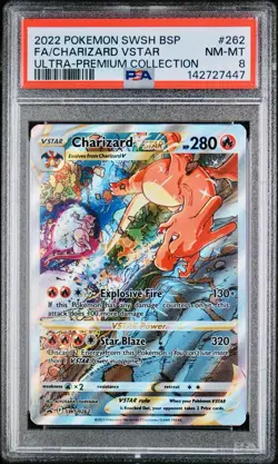 POKEMON PSA 8 CHARIZARD VSTAR FULL ART SWSH262 PROMO ULTRA PREMIUM COLLECTION - Image 1