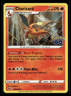 Charizard 010/078 Holo Rare Pokemon GO Pokemon NM/M - Image 1