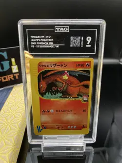 2001 Pokemon Japanese Lance's Charizard VS 1st Ed #097/141 TAG 9 Low POP - Image 1