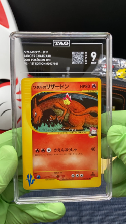 2001 Pokemon Japanese Lance's Charizard VS 1st Ed #097/141 TAG 9 Low POP - Image 2