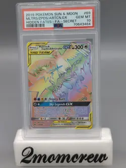 2019 Moltres Zapdos Articuno GX Pokemon Sun Moon Hidden Fates 69 Secret PSA 10 - Image 1