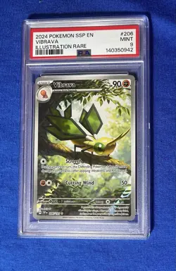 VIBRAVA #206 PSA 9 • 2024 POKEMON SSP EN-SURGING SPARKS ILLUSTRATION RARE - Image 1