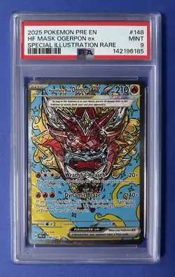 2025 Pokemon Pre En HF Mask Ogerpon ex Special Illustration Rare #148 PSA 9 MINT - Image 1