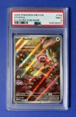 2025 Pokemon MEG EN Stufful Illustration Rare #154 PSA 9 MINT - Image 1