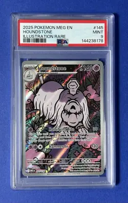 2025 Pokemon MEG EN Houndstone Illustration Rare #145 PSA 9 MINT - Image 1