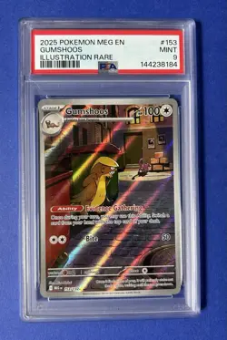 2025 Pokemon MEG EN Gumshoos Illustration Rare #153 PSA 9 MINT - Image 1