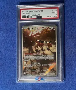 2023 Pokemon Mew EN-151 MR. MIME #179 Illustration Rare PSA 9 MINT - Image 1