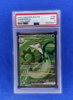 2025 POKEMON BLK EN-BLACK BOLT 156 SERPERIOR EX ULTRA RARE PSA 9 - Image 1