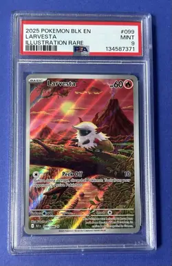2025 Pokemon Blk EN Larvesta Illustration Rare #099 PSA 9 MINT - Image 1