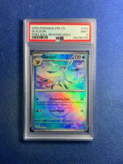 2025 POKEMON PRE EN-PRISMATIC EVOLUTIONS REVERSE HOLO #025 GLACEON PSA 9 - Image 1