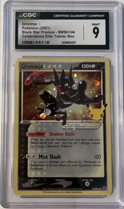 Pokemon TCG Greninja Star SWSH144 Celebrations Black Star Promo Shiny CGC 9 - Image 1