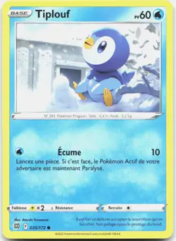 FRENCH Piplup Common Brilliant Stars 035/172 LP Pokemon - Image 1