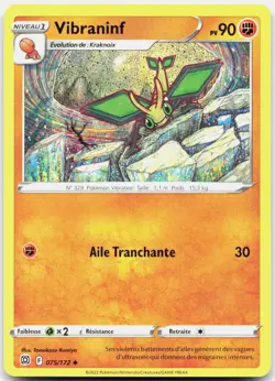 FRENCH Vibrava Uncommon Brilliant Stars 075/172 LP Pokemon - Image 1