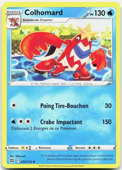FRENCH Crawdaunt Uncommon Brilliant Stars 033/172 LP Pokemon - Image 1